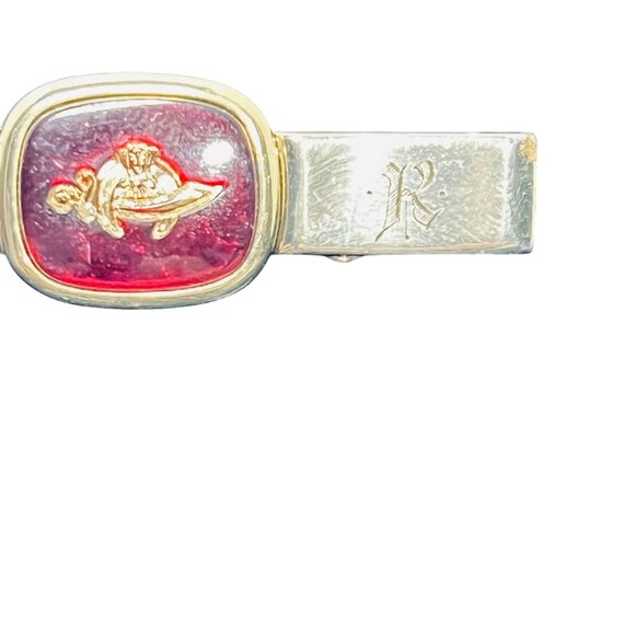 Vintage Shriners Anson Gold Tone And Red Tie Bar With Initials H R (1526) - Picture 3 of 5